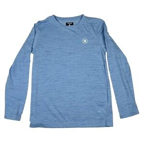 Hurley Kids Long Sleeve Rash Guard Shirt Blue Beach Surfer Unisex Sz 14 / 16 NEW